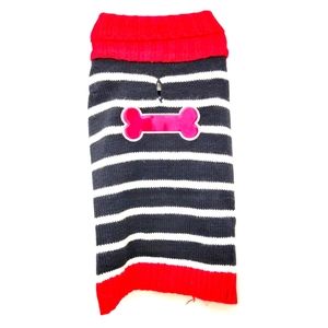 `P25766 Red, Black & White Sweater – Red Shiny Dog Bone
